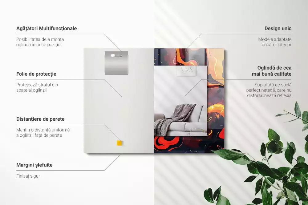 Lustro dekoracyjne prostokątne w wykończeniu Wulkaniczna Lawa