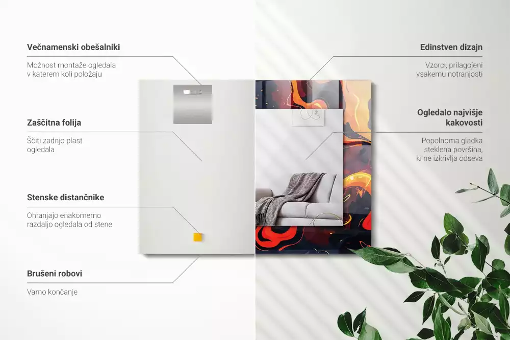 Lustro dekoracyjne prostokątne w wykończeniu Wulkaniczna Lawa