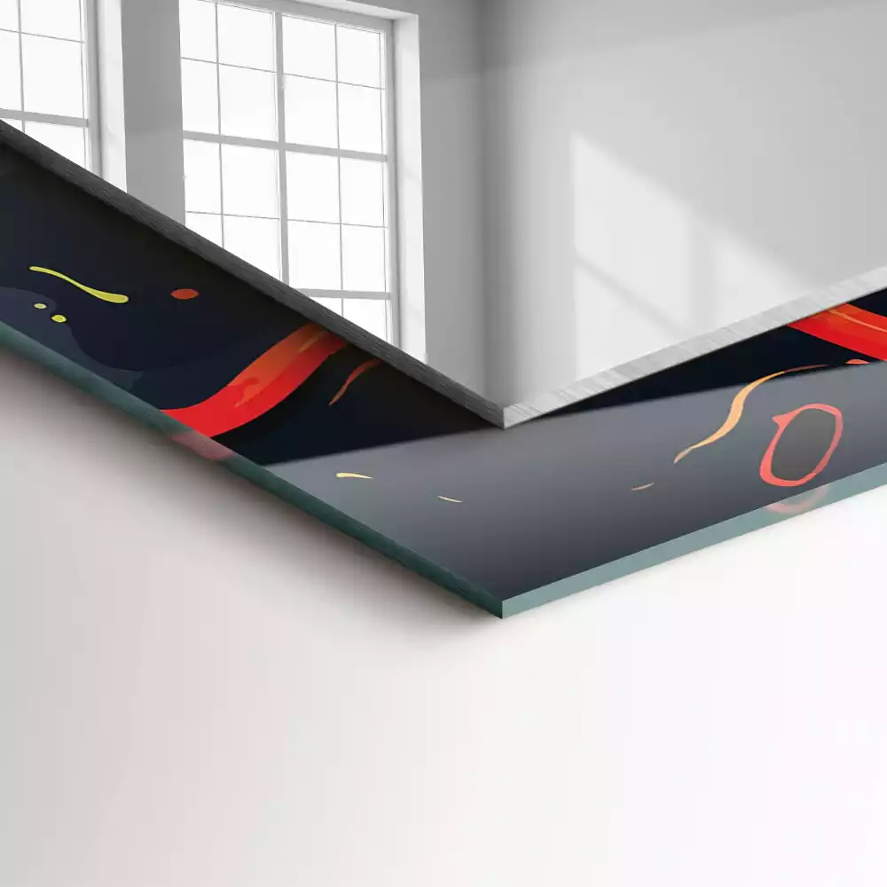 Lustro dekoracyjne prostokątne w wykończeniu Wulkaniczna Lawa