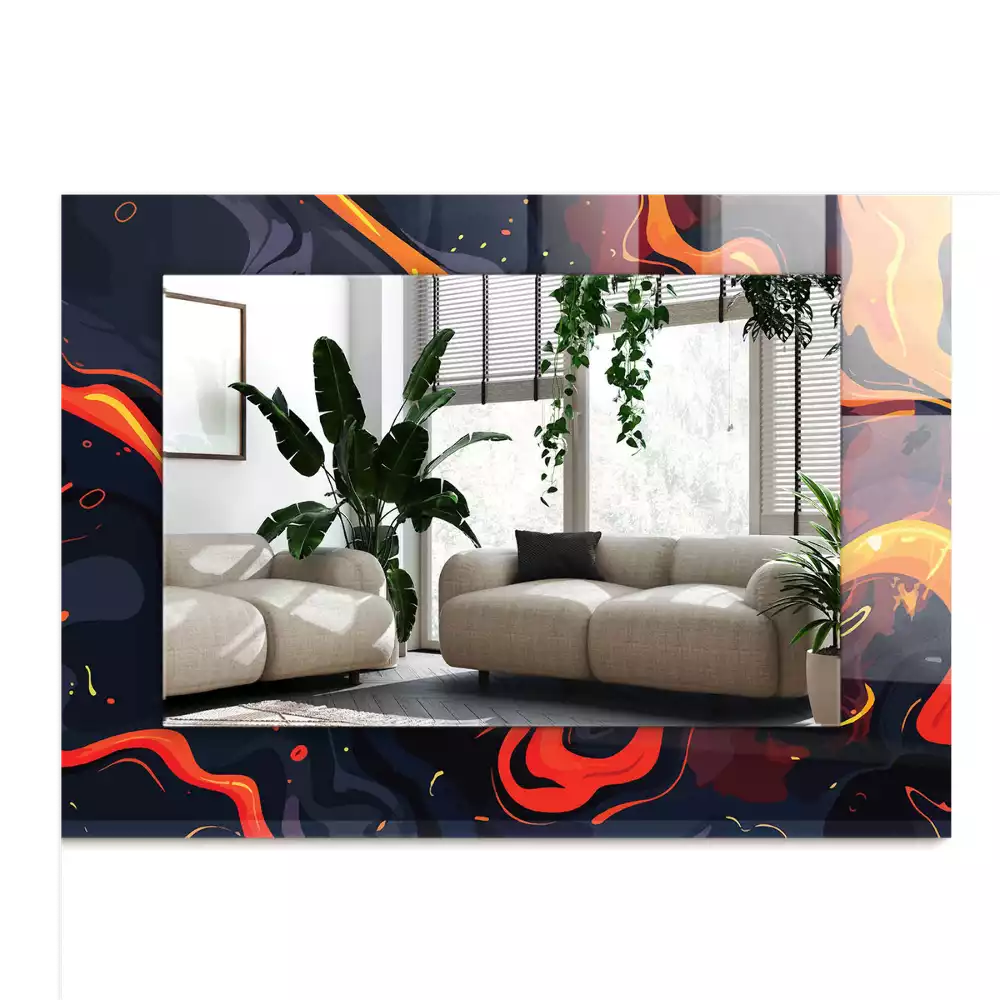 Lustro dekoracyjne prostokątne w wykończeniu Wulkaniczna Lawa