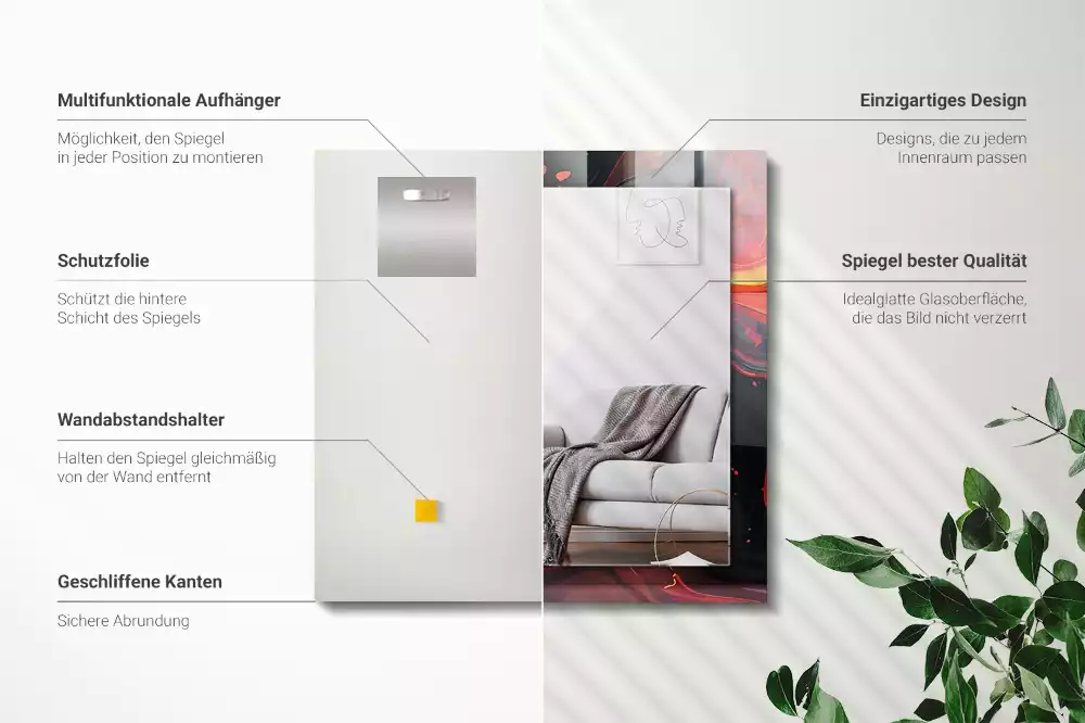 Lustro prostokątne z nadrukiem w motywie abstrakcyjnej lawy