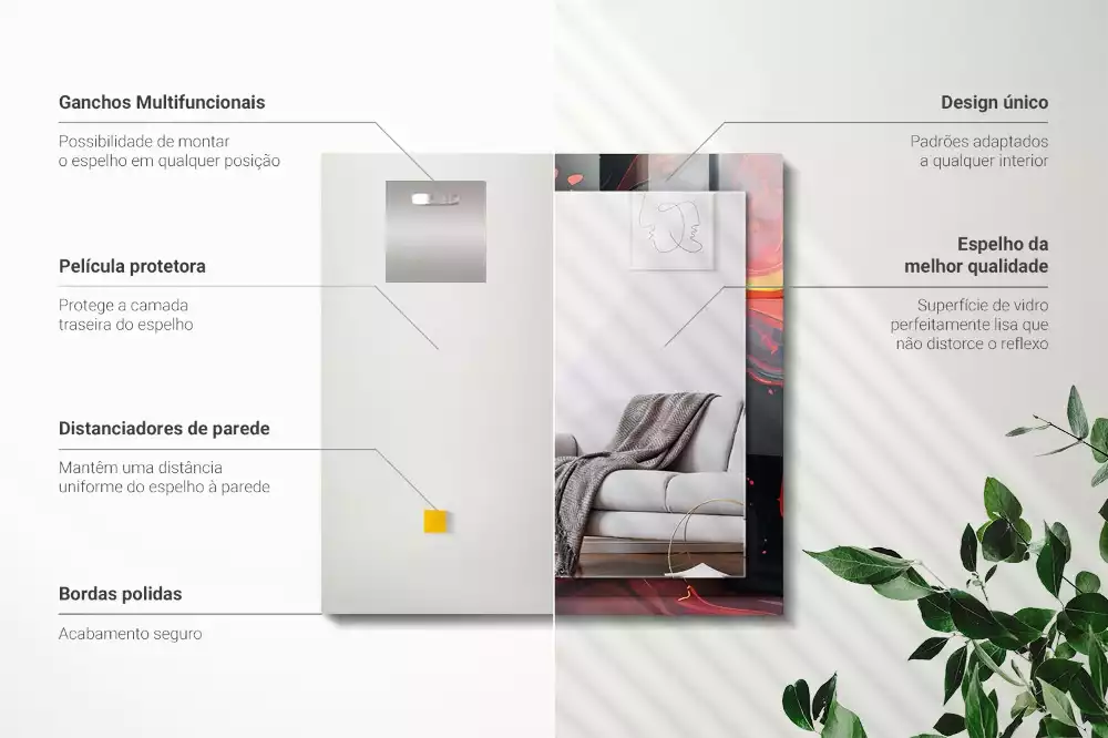 Lustro prostokątne z nadrukiem w motywie abstrakcyjnej lawy