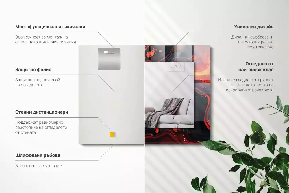 Lustro prostokątne z nadrukiem w motywie abstrakcyjnej lawy