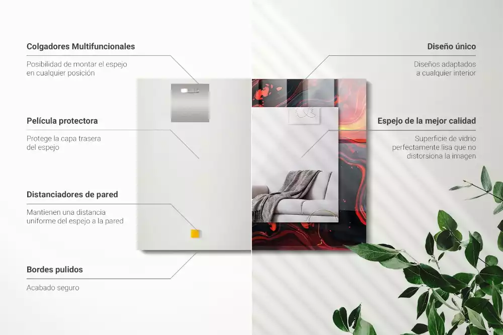 Lustro prostokątne z nadrukiem w motywie abstrakcyjnej lawy