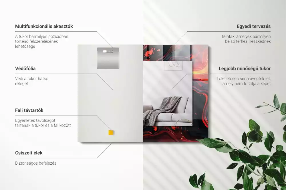 Lustro prostokątne z nadrukiem w motywie abstrakcyjnej lawy