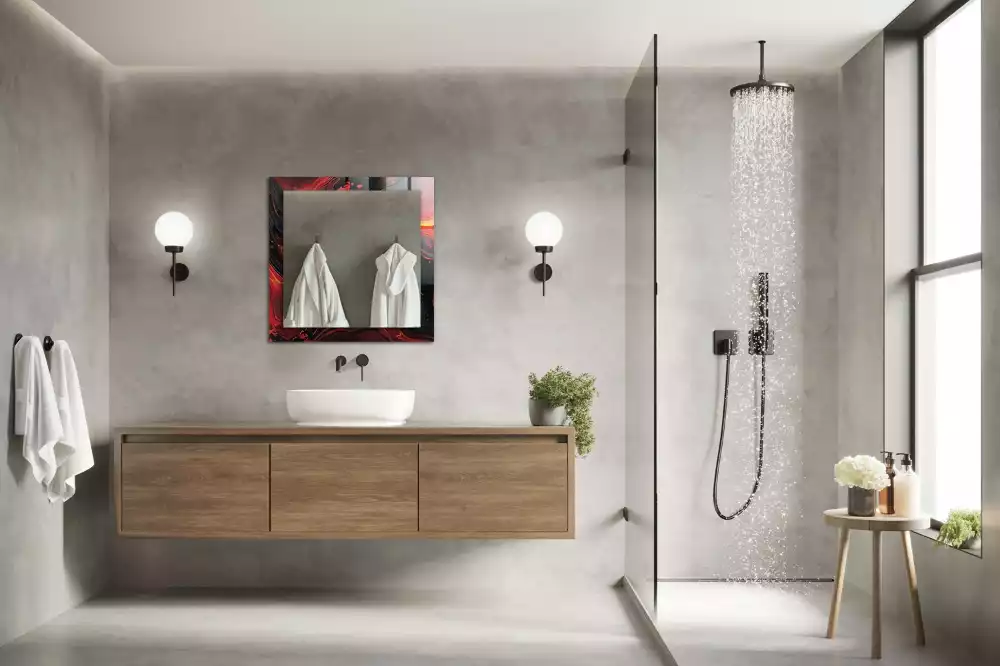 Lustro prostokątne z nadrukiem w motywie abstrakcyjnej lawy