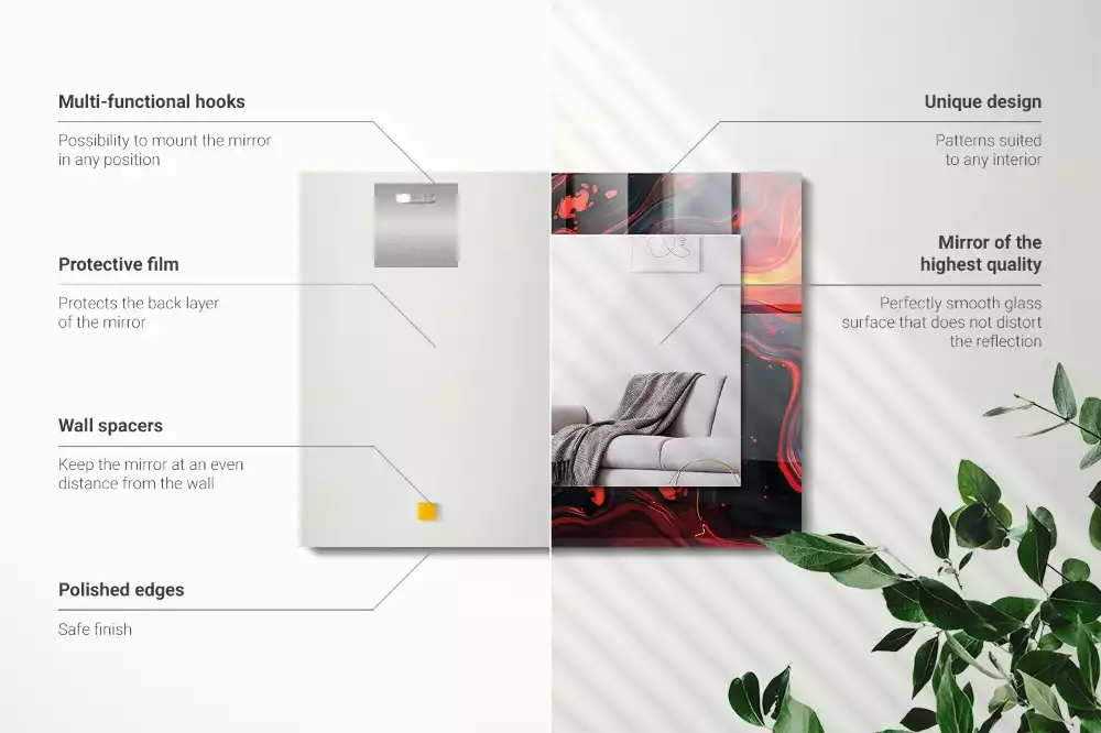 Lustro prostokątne z nadrukiem w motywie abstrakcyjnej lawy