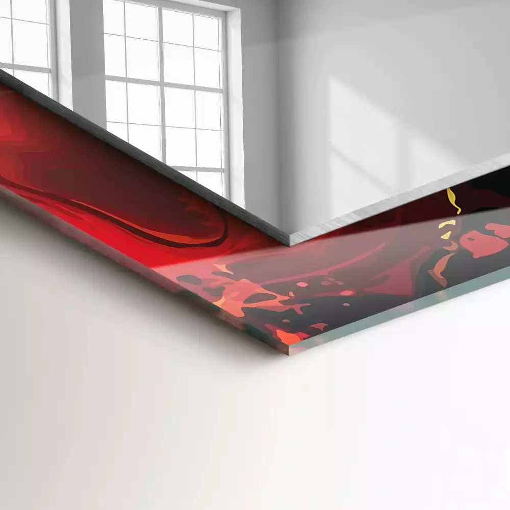 Lustro prostokątne z nadrukiem w motywie abstrakcyjnej lawy