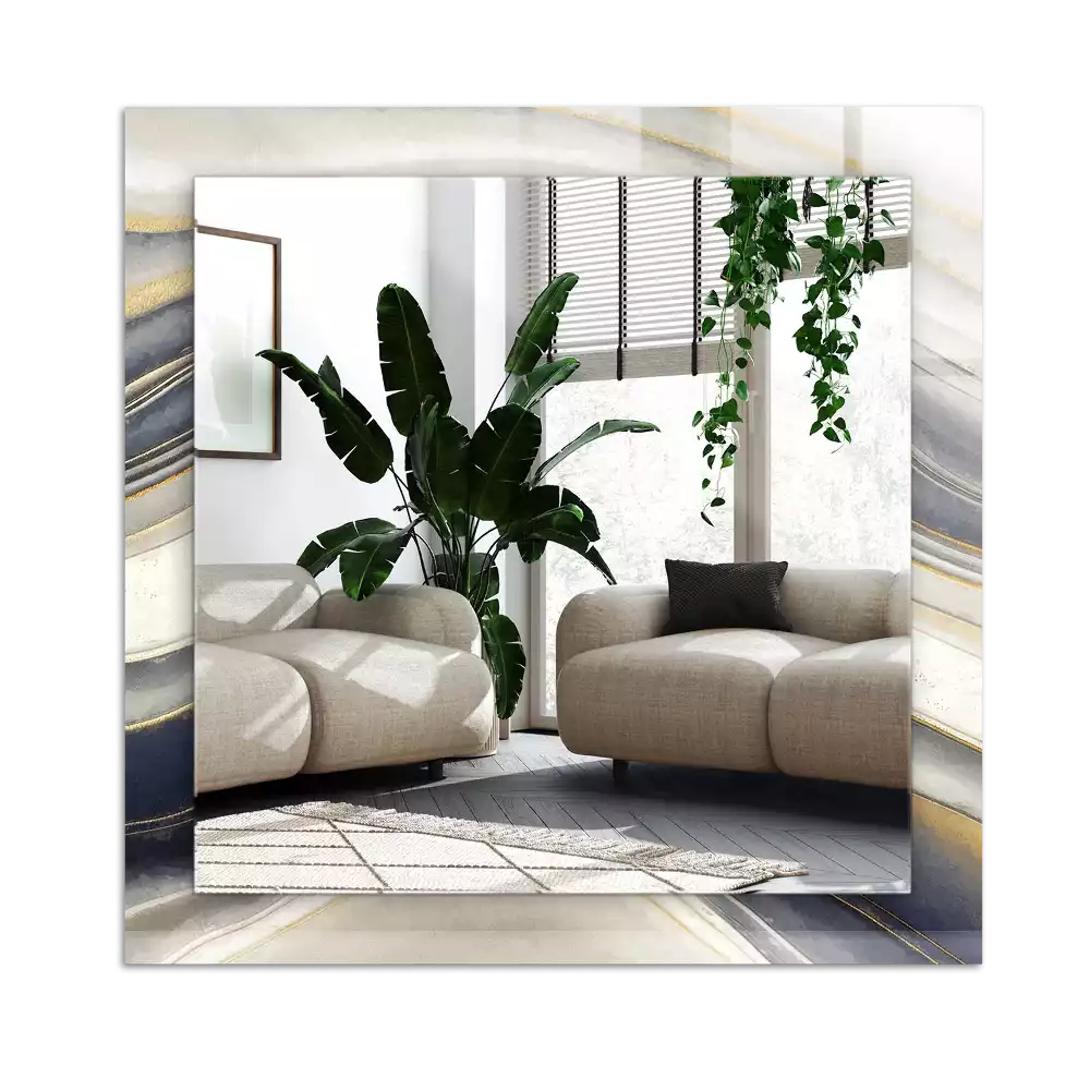 Lustro dekoracyjne z nadrukiem przedstawiającym abstrakcyjne fale kolorów