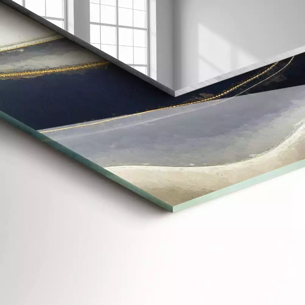 Lustro dekoracyjne z nadrukiem przedstawiającym abstrakcyjne fale kolorów