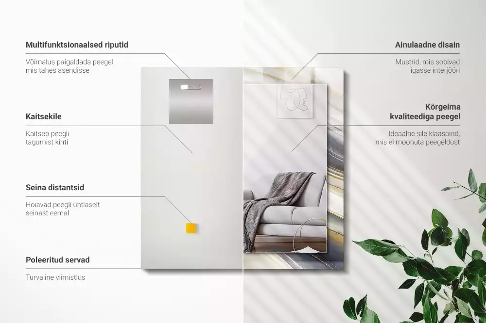 Lustro dekoracyjne z nadrukiem przedstawiającym abstrakcyjne fale kolorów