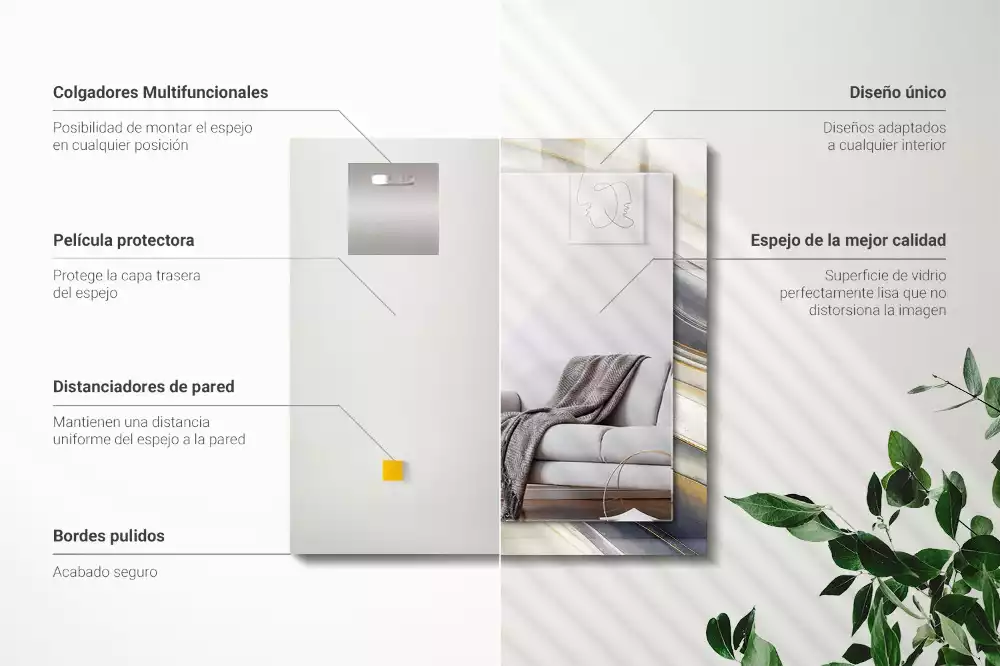 Lustro dekoracyjne z nadrukiem przedstawiającym abstrakcyjne fale kolorów