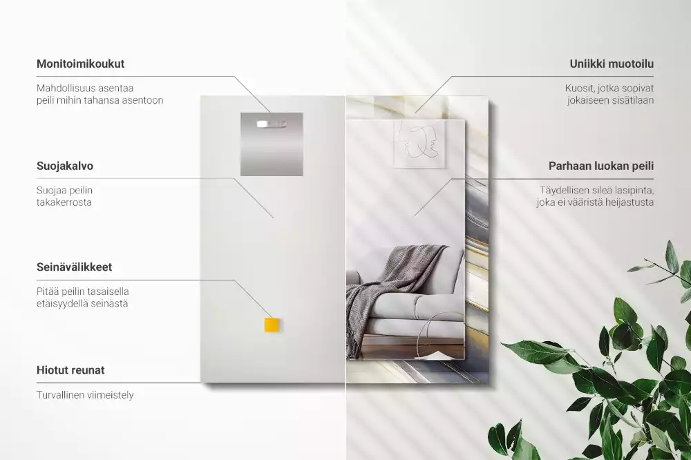 Lustro dekoracyjne z nadrukiem przedstawiającym abstrakcyjne fale kolorów