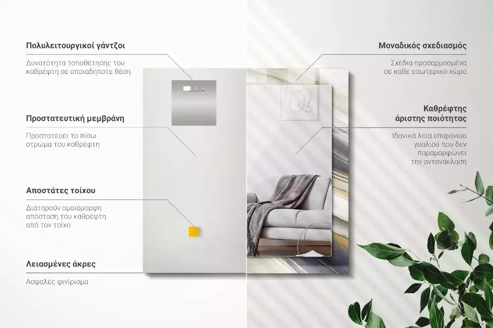 Lustro dekoracyjne z nadrukiem przedstawiającym abstrakcyjne fale kolorów