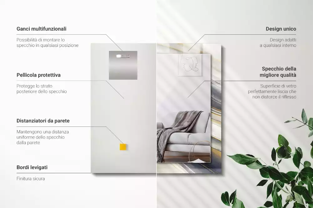 Lustro dekoracyjne z nadrukiem przedstawiającym abstrakcyjne fale kolorów