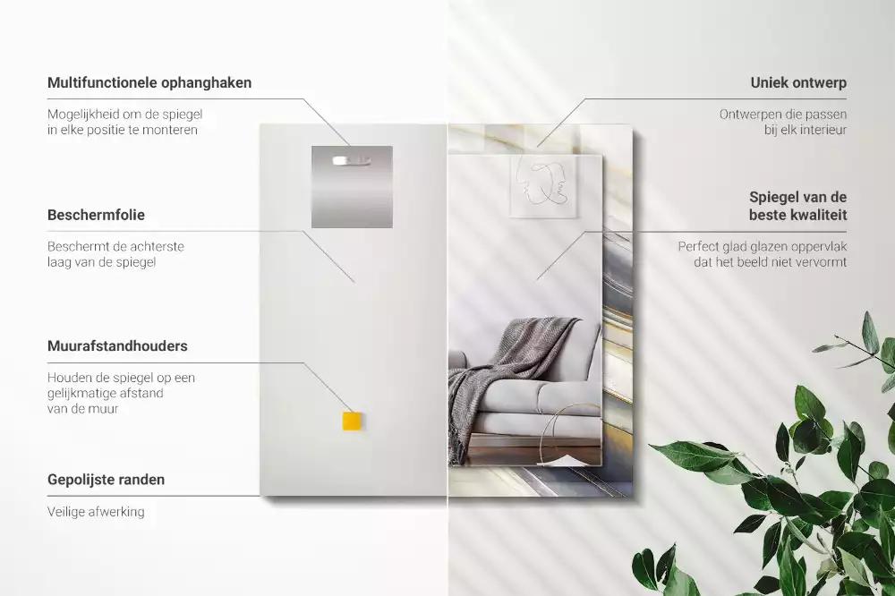 Lustro dekoracyjne z nadrukiem przedstawiającym abstrakcyjne fale kolorów