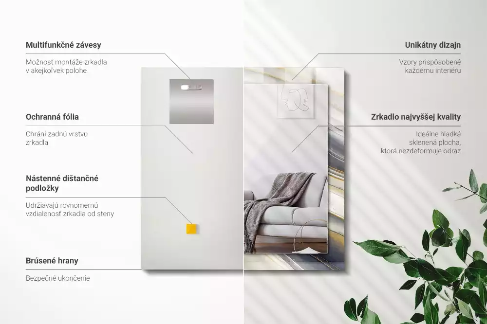 Lustro dekoracyjne z nadrukiem przedstawiającym abstrakcyjne fale kolorów