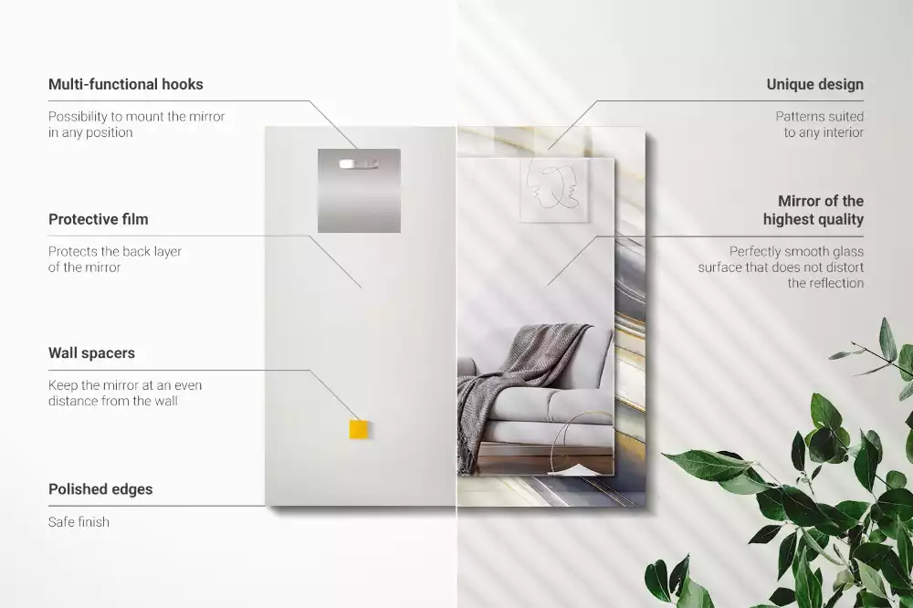 Lustro dekoracyjne z nadrukiem przedstawiającym abstrakcyjne fale kolorów