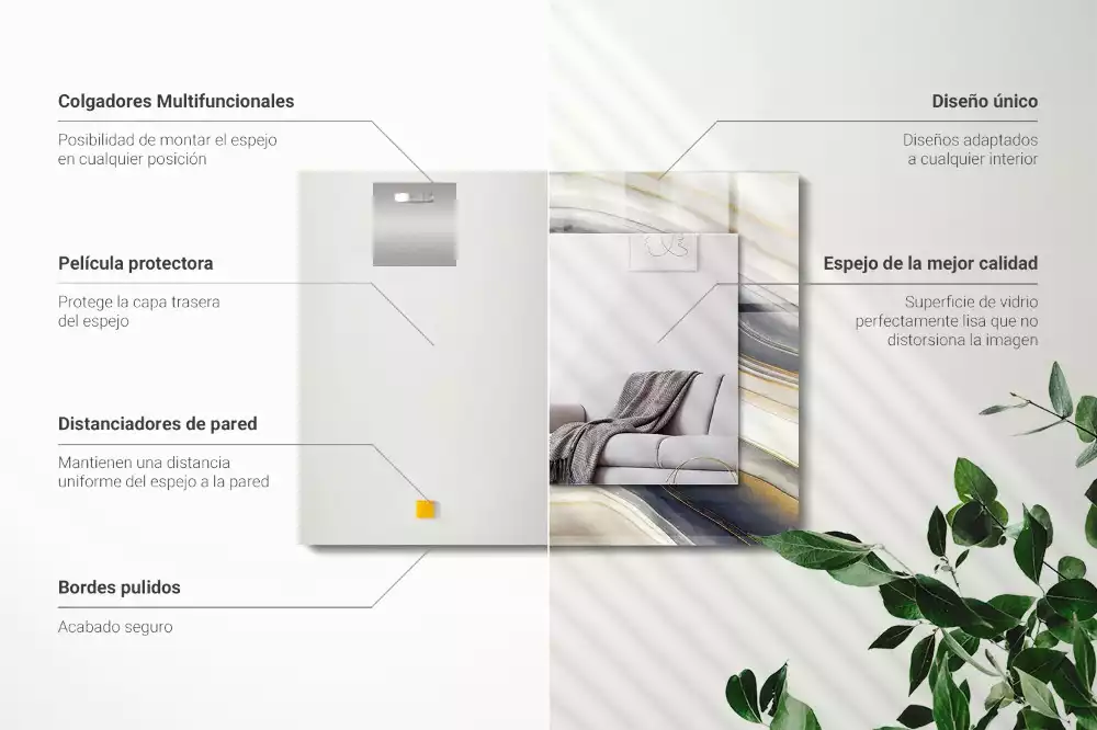 Lustro dekoracyjne z nadrukiem przedstawiającym abstrakcyjne fale kolorów