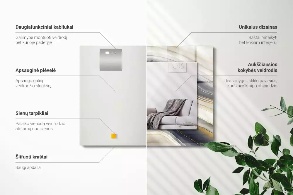 Lustro dekoracyjne z nadrukiem przedstawiającym abstrakcyjne fale kolorów