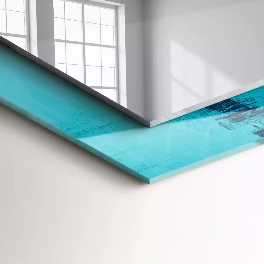 Lustro dekoracyjne prostokątne z abstrakcyjnym niebieskim motywem