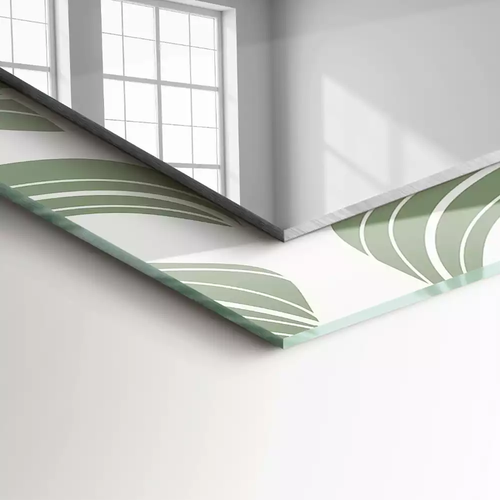 Lustro dekoracyjne prostokątne z nadrukiem przedstawiającym liście monstery