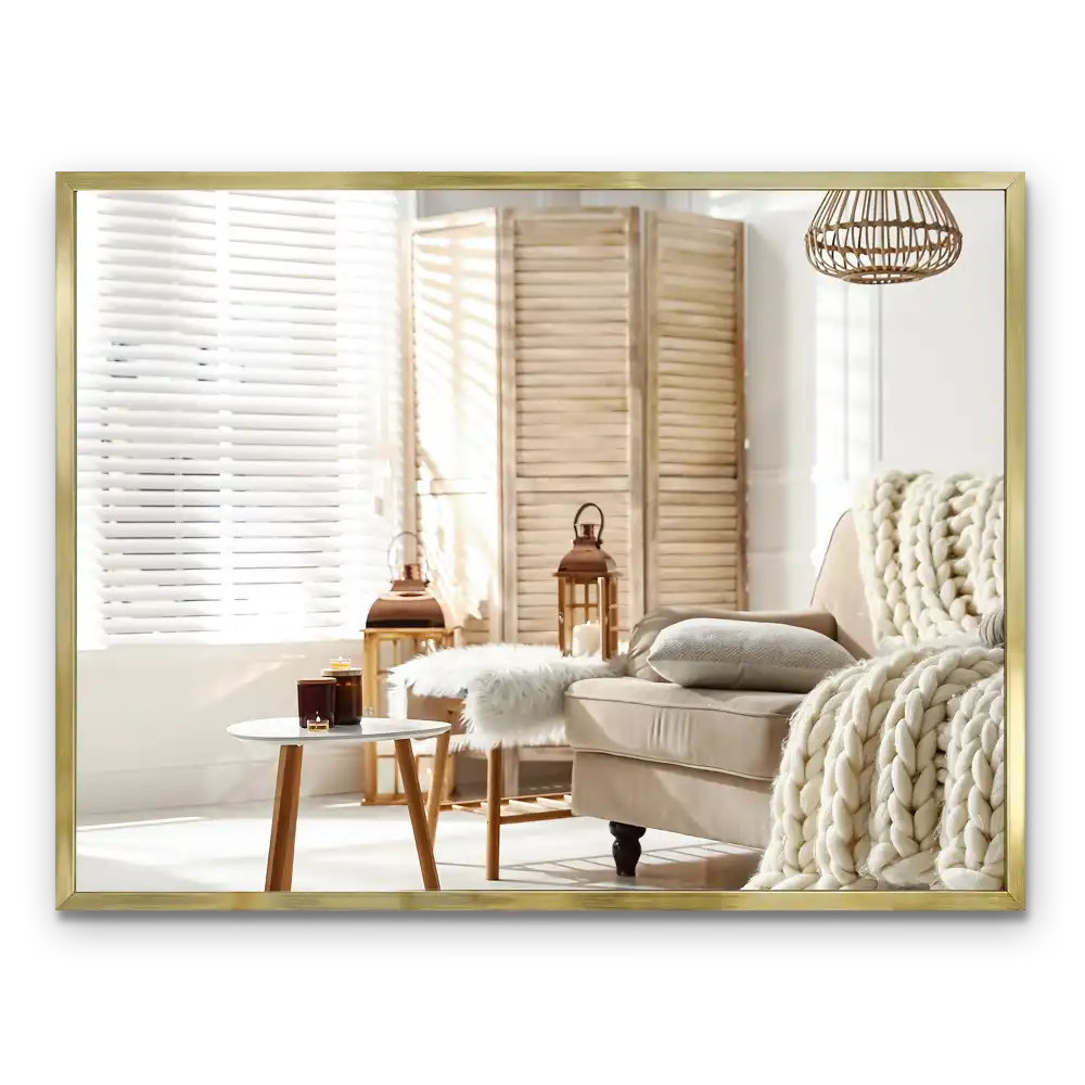 Lustro ścienne złota rama wiszące prostokątne