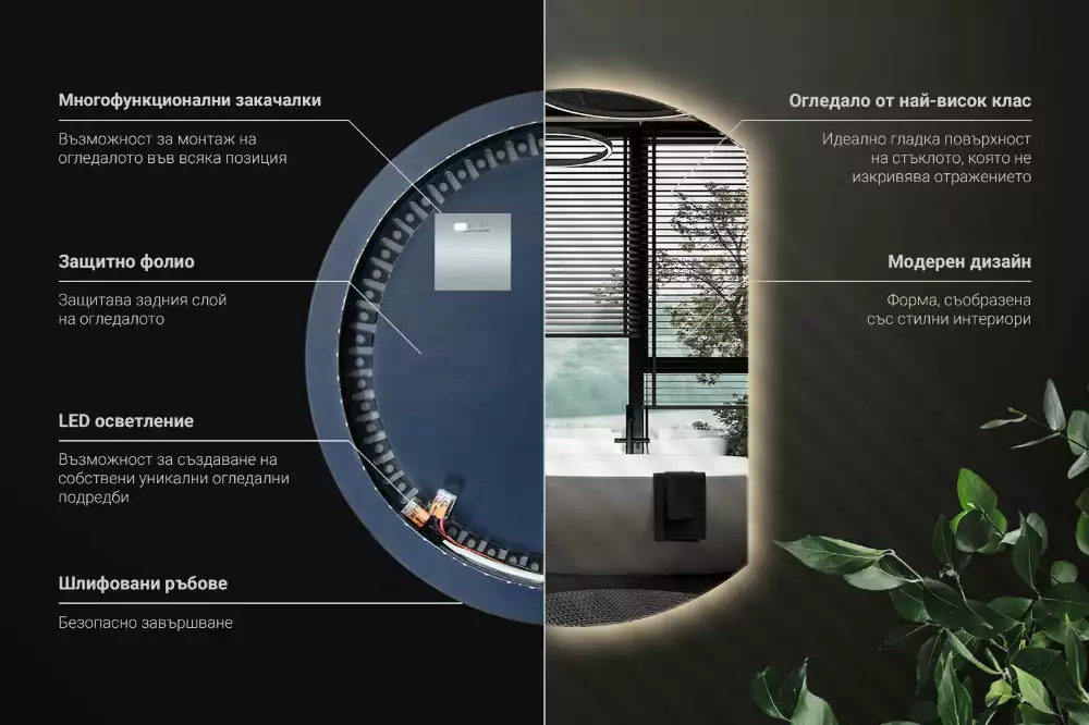 Lustro ze ściętym bokiem z oświetleniem LED