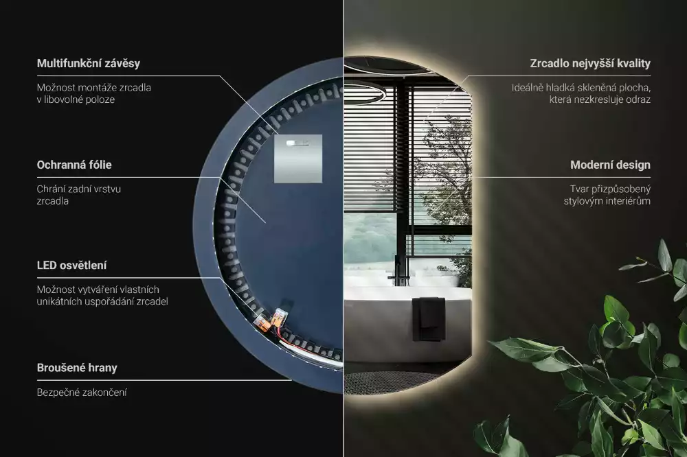 Lustro ze ściętym bokiem z oświetleniem LED