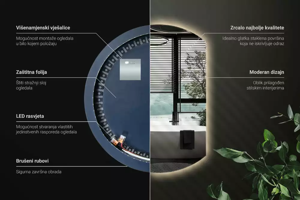 Lustro ze ściętym bokiem z oświetleniem LED