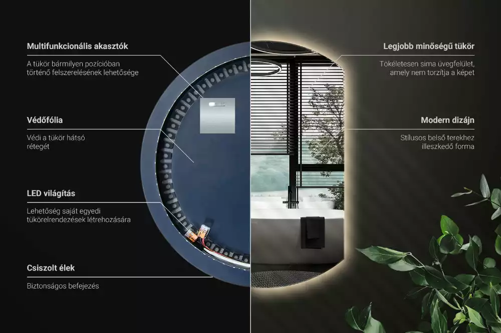 Lustro ze ściętym bokiem z oświetleniem LED