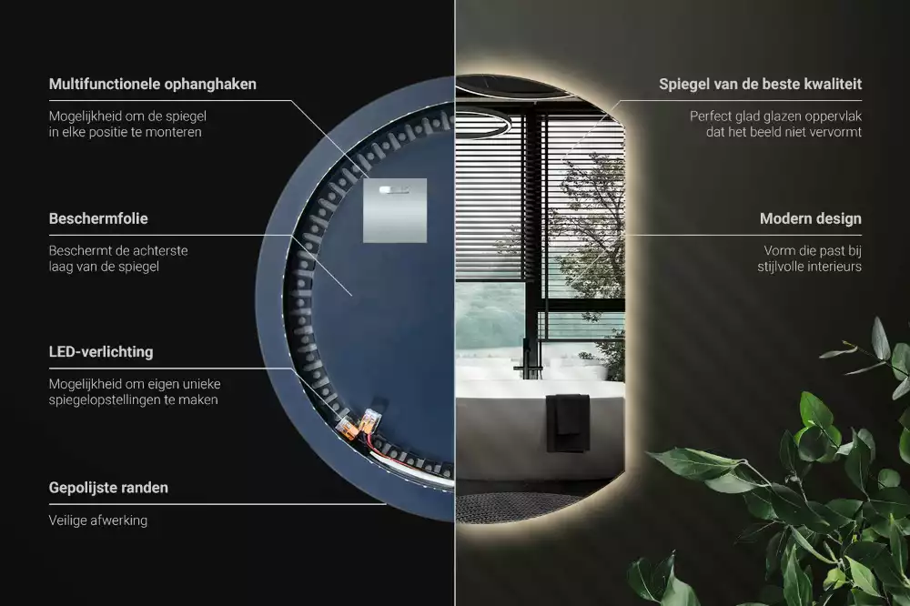 Lustro ze ściętym bokiem z oświetleniem LED