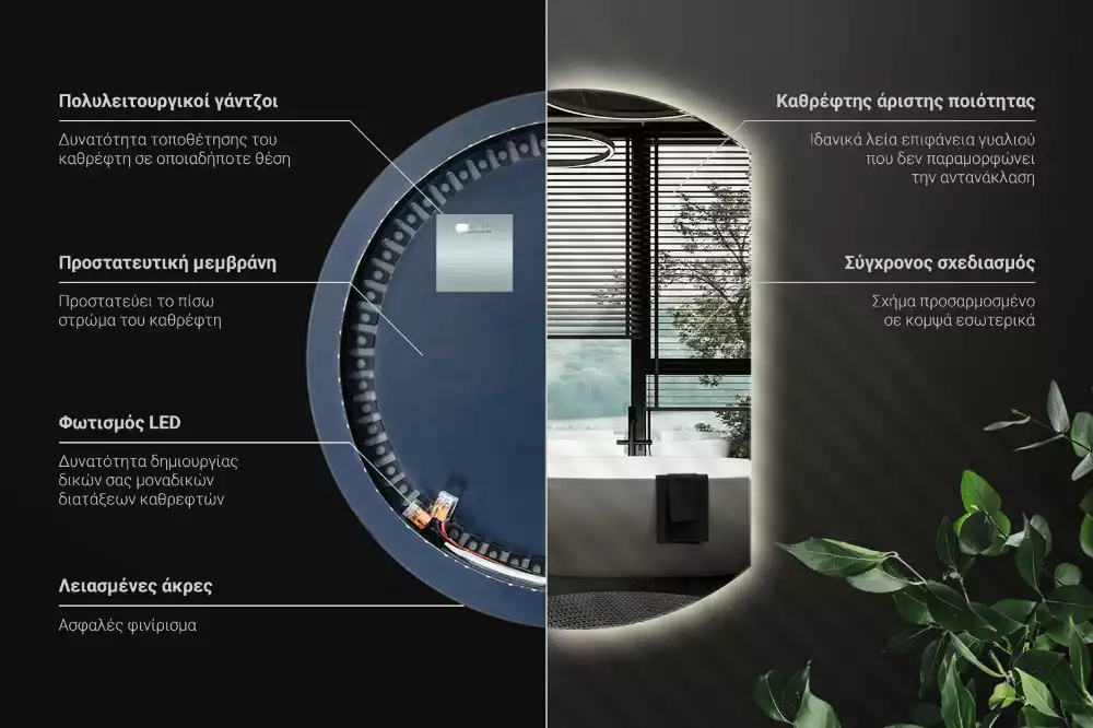 Lustro ze ściętym bokiem z oświetleniem LED