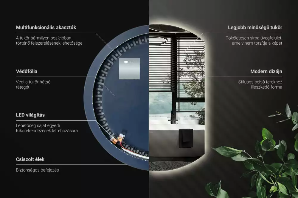 Lustro ze ściętym bokiem z oświetleniem LED