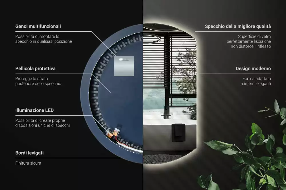 Lustro ze ściętym bokiem z oświetleniem LED