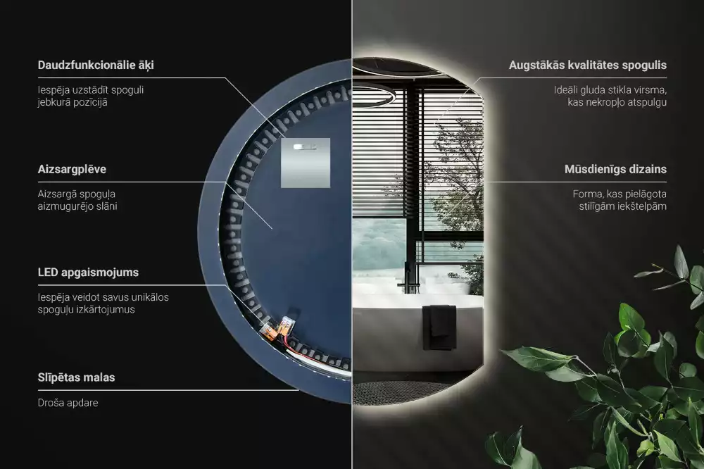 Lustro ze ściętym bokiem z oświetleniem LED