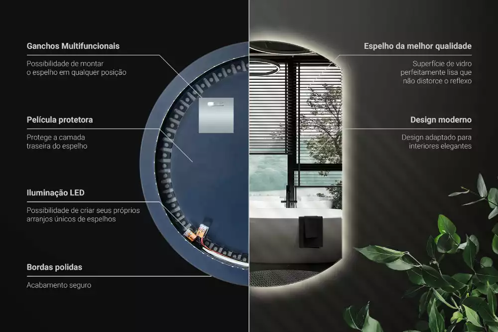 Lustro ze ściętym bokiem z oświetleniem LED