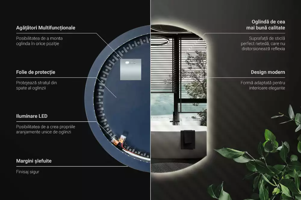 Lustro ze ściętym bokiem z oświetleniem LED