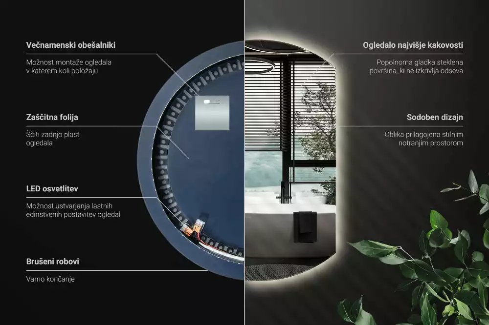 Lustro ze ściętym bokiem z oświetleniem LED