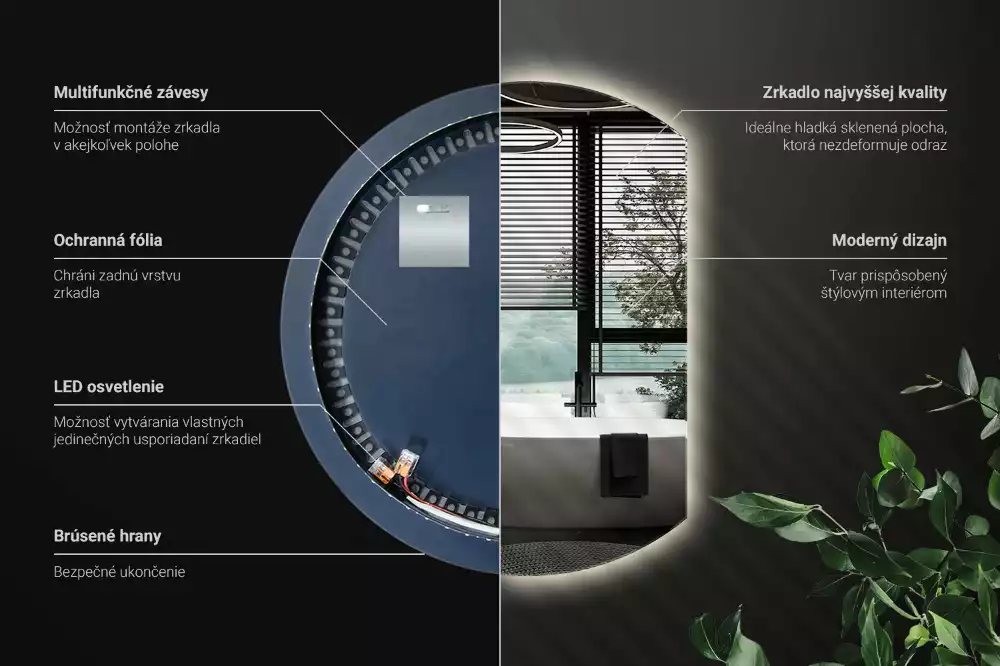 Lustro ze ściętym bokiem z oświetleniem LED