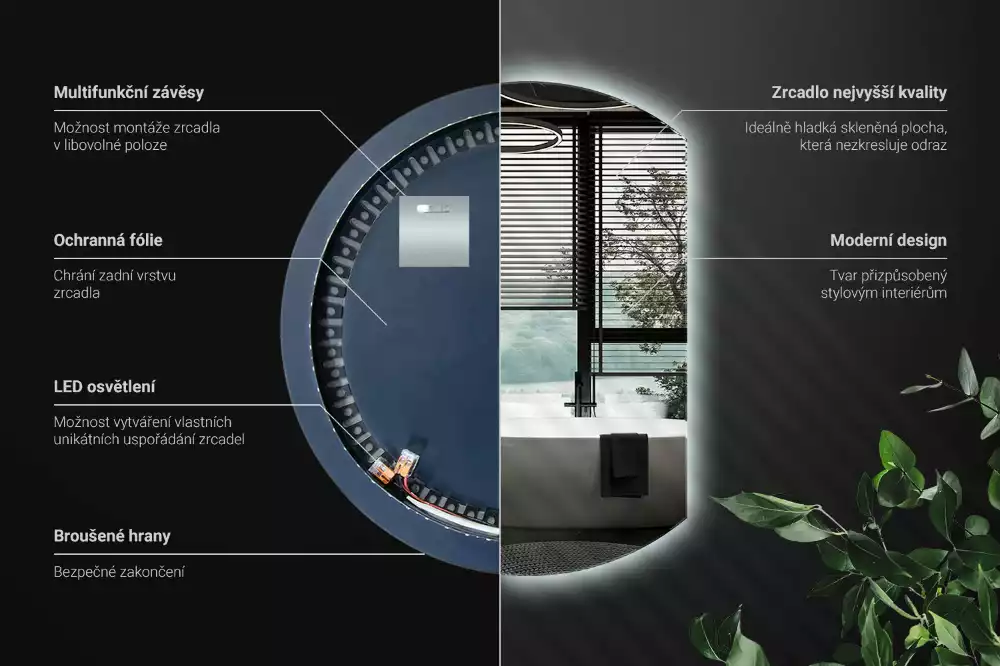 Lustro ze ściętym bokiem z oświetleniem LED