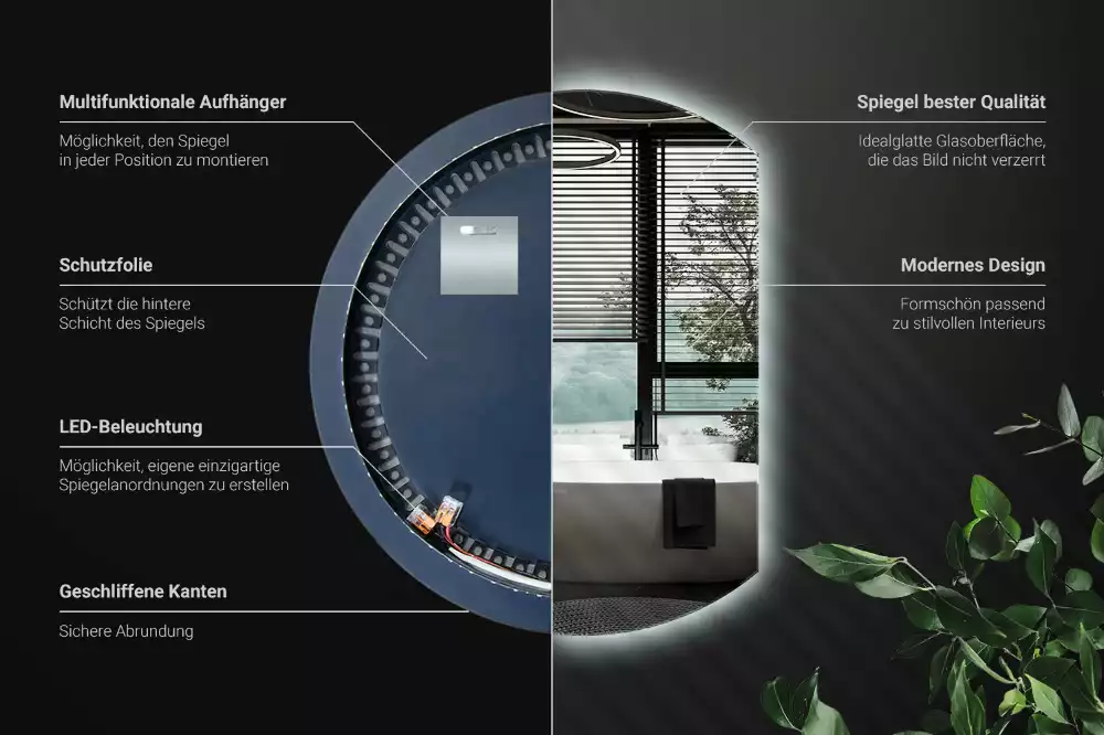 Lustro ze ściętym bokiem z oświetleniem LED