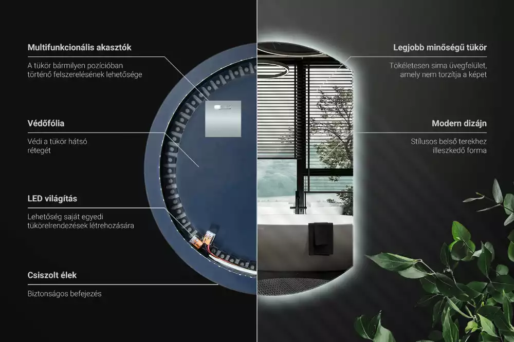 Lustro ze ściętym bokiem z oświetleniem LED