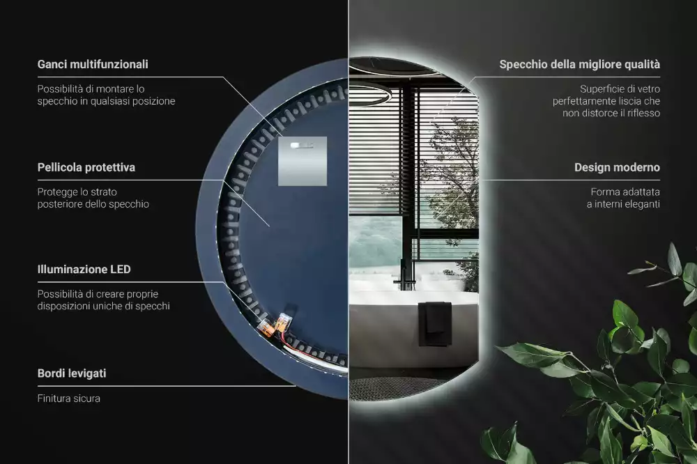 Lustro ze ściętym bokiem z oświetleniem LED