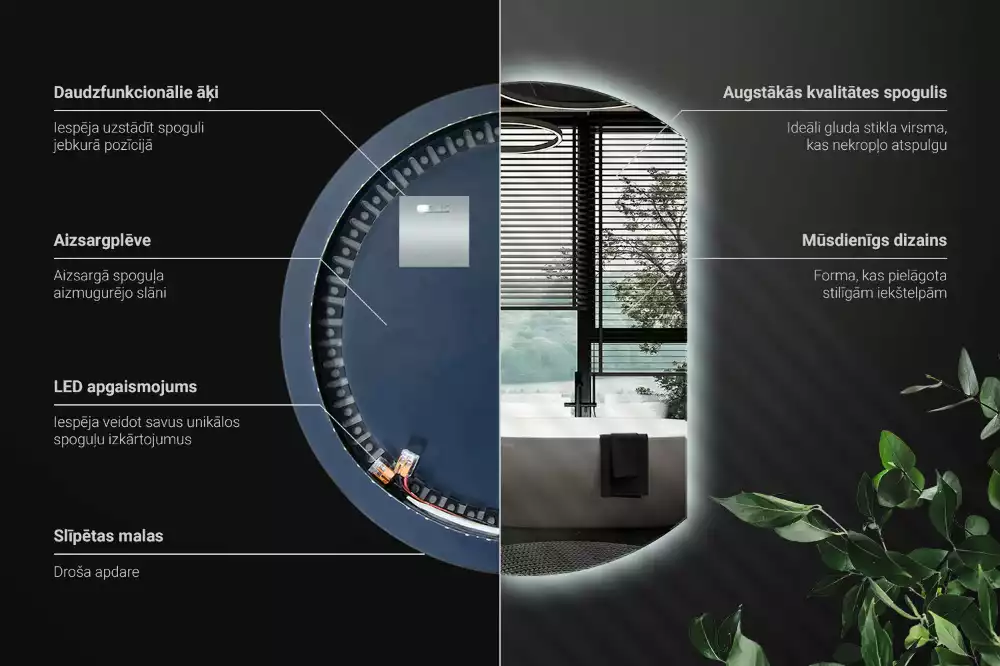 Lustro ze ściętym bokiem z oświetleniem LED