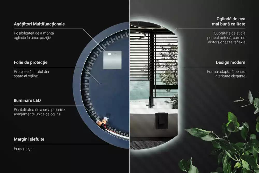 Lustro ze ściętym bokiem z oświetleniem LED