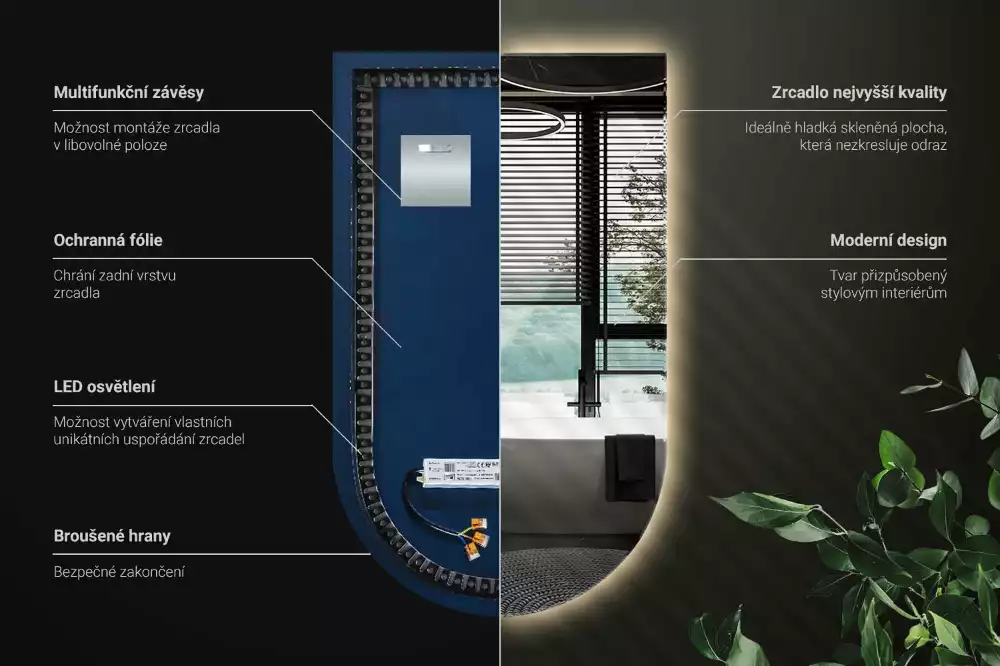 Lustro łukowe z podświetleniem LED