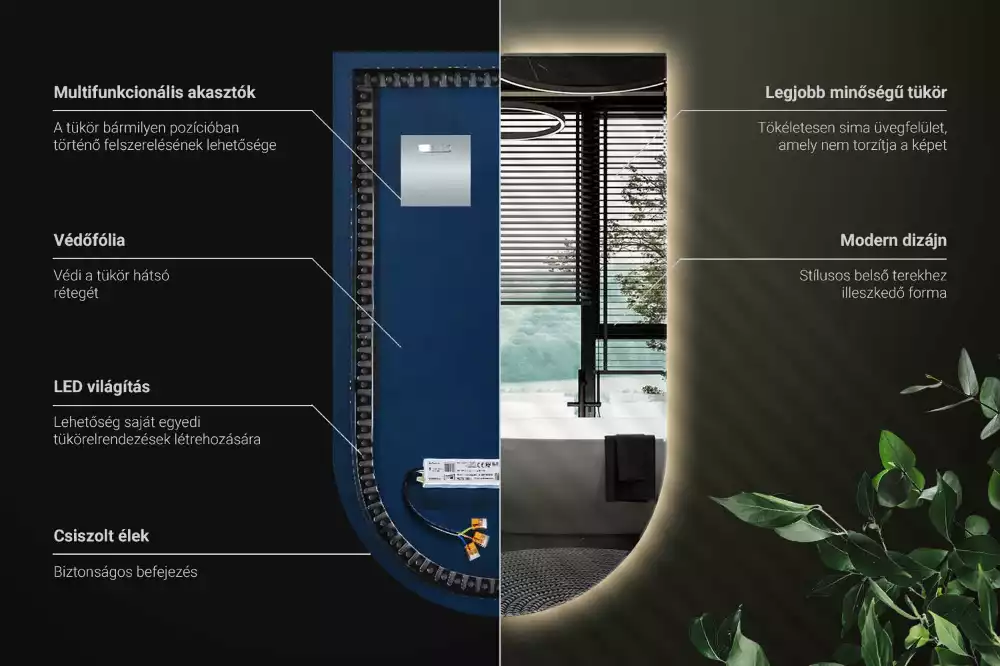 Lustro łukowe z podświetleniem LED