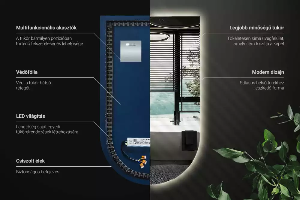 Lustro łukowe z podświetleniem LED