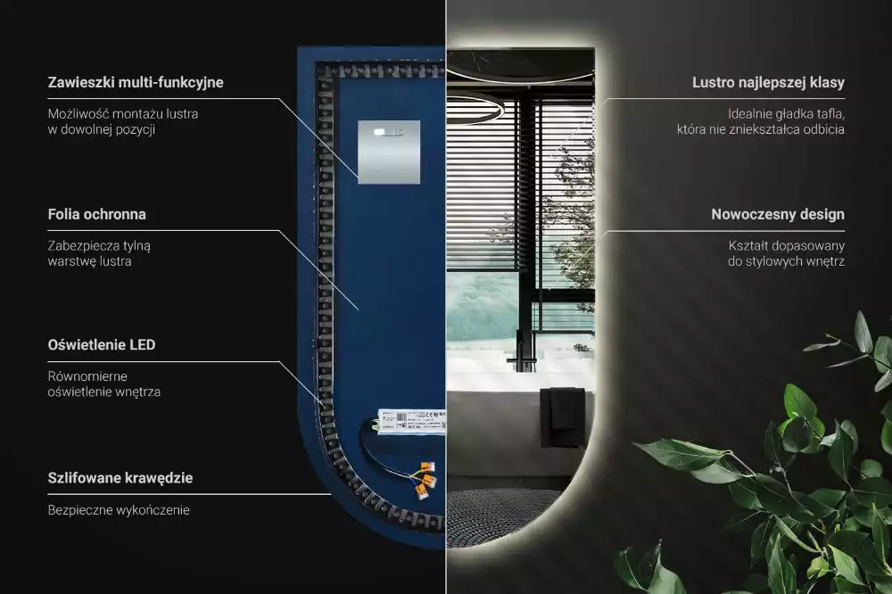 Lustro łukowe z podświetleniem LED